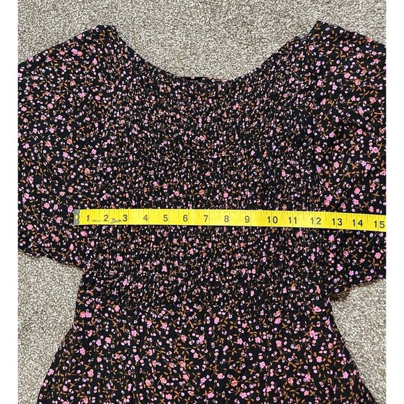 Free People Women's Florence Tie Floral Mini Dress Size Small Boat Neck - Picture 9 of 14